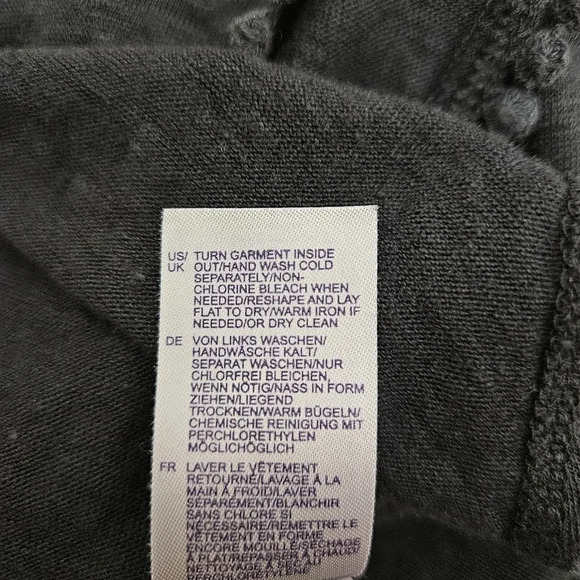 NYDJ Tee Shirt Linen Charcoal Short Sleeve Lace Trim Scoop Neck Boho Top - Picture 7 of 7